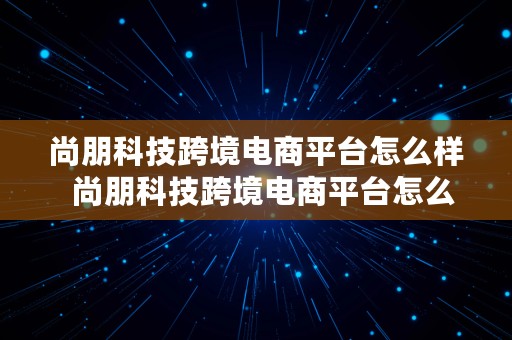 尚朋科技跨境电商平台怎么样  尚朋科技跨境电商平台怎么样啊