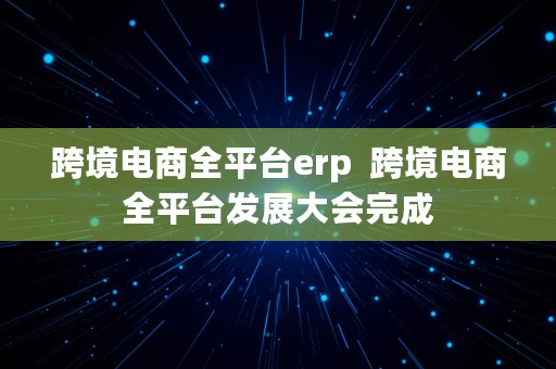 跨境电商全平台erp  跨境电商全平台发展大会完成