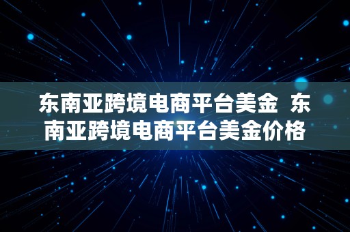 东南亚跨境电商平台美金  东南亚跨境电商平台美金价格