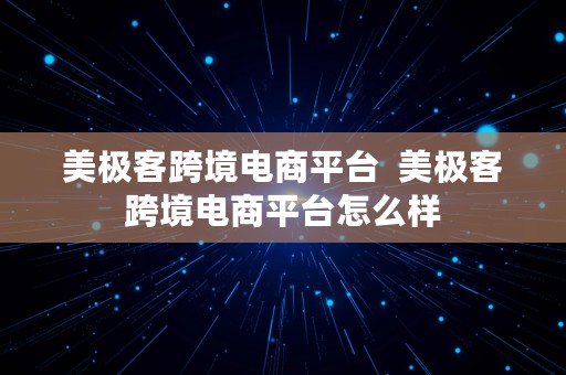 美极客跨境电商平台  美极客跨境电商平台怎么样