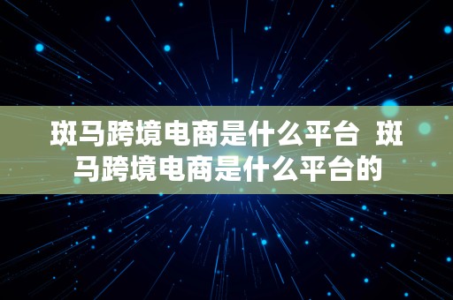 斑马跨境电商是什么平台  斑马跨境电商是什么平台的