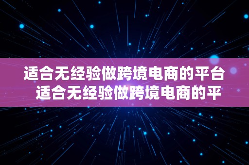 适合无经验做跨境电商的平台  适合无经验做跨境电商的平台有哪些