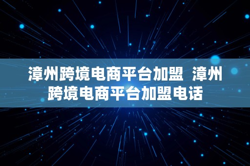 漳州跨境电商平台加盟  漳州跨境电商平台加盟电话