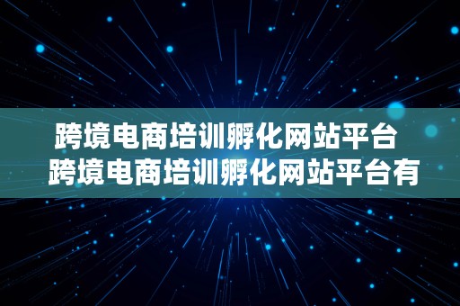 跨境电商培训孵化网站平台  跨境电商培训孵化网站平台有哪些