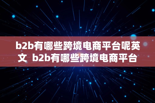 b2b有哪些跨境电商平台呢英文  b2b有哪些跨境电商平台呢英文翻译