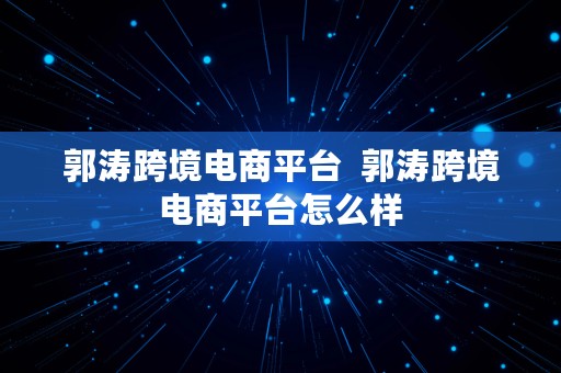 郭涛跨境电商平台  郭涛跨境电商平台怎么样