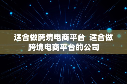 适合做跨境电商平台  适合做跨境电商平台的公司