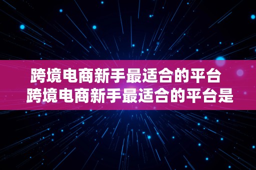 跨境电商新手最适合的平台  跨境电商新手最适合的平台是什么