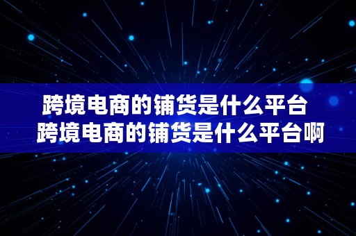 跨境电商的铺货是什么平台  跨境电商的铺货是什么平台啊