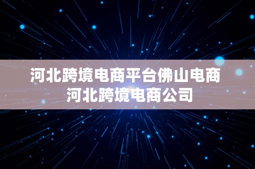 河北跨境电商平台佛山电商  河北跨境电商公司