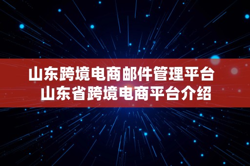 山东跨境电商邮件管理平台  山东省跨境电商平台介绍