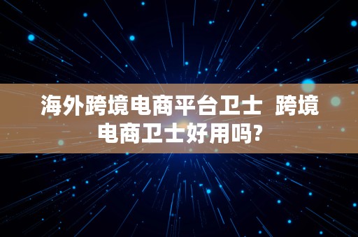 海外跨境电商平台卫士  跨境电商卫士好用吗?