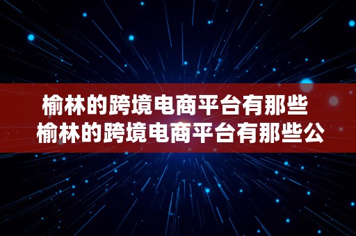 榆林的跨境电商平台有那些  榆林的跨境电商平台有那些公司