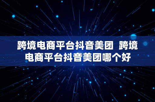 跨境电商平台抖音美团  跨境电商平台抖音美团哪个好