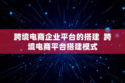 跨境电商企业平台的搭建  跨境电商平台搭建模式