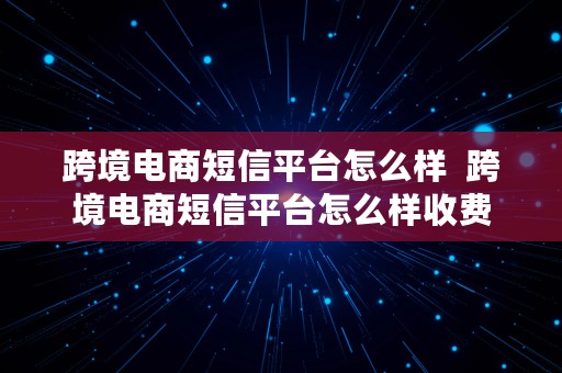 跨境电商短信平台怎么样  跨境电商短信平台怎么样收费