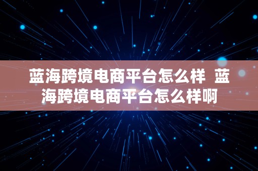 蓝海跨境电商平台怎么样  蓝海跨境电商平台怎么样啊