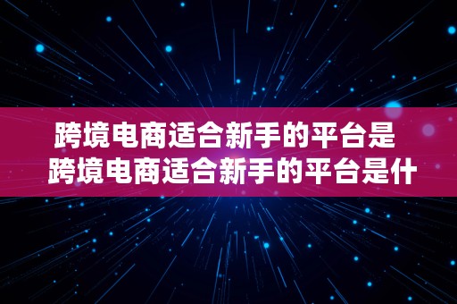 跨境电商适合新手的平台是  跨境电商适合新手的平台是什么