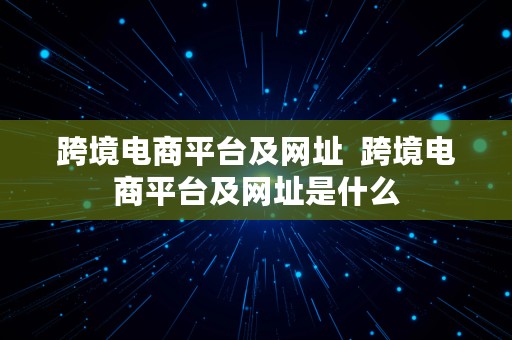 跨境电商平台及网址  跨境电商平台及网址是什么