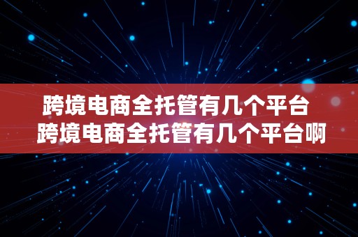 跨境电商全托管有几个平台  跨境电商全托管有几个平台啊