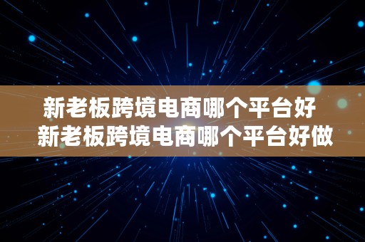 新老板跨境电商哪个平台好  新老板跨境电商哪个平台好做