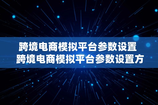 跨境电商模拟平台参数设置  跨境电商模拟平台参数设置方法