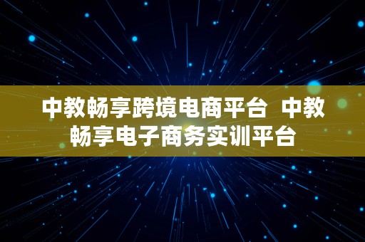 中教畅享跨境电商平台  中教畅享电子商务实训平台