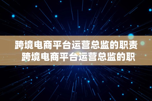 跨境电商平台运营总监的职责  跨境电商平台运营总监的职责是什么