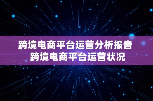 跨境电商平台运营分析报告  跨境电商平台运营状况