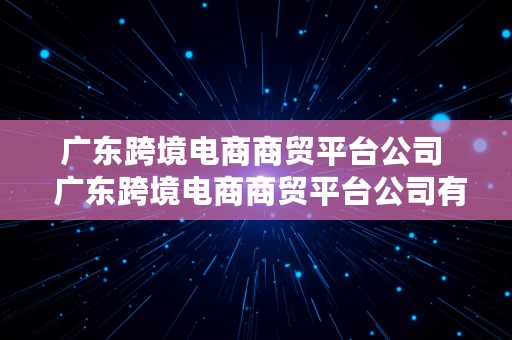 广东跨境电商商贸平台公司  广东跨境电商商贸平台公司有哪些