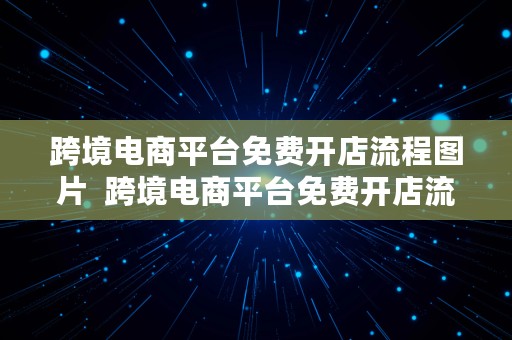 跨境电商平台免费开店流程图片  跨境电商平台免费开店流程图片大全