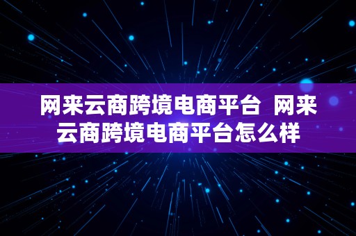 网来云商跨境电商平台  网来云商跨境电商平台怎么样