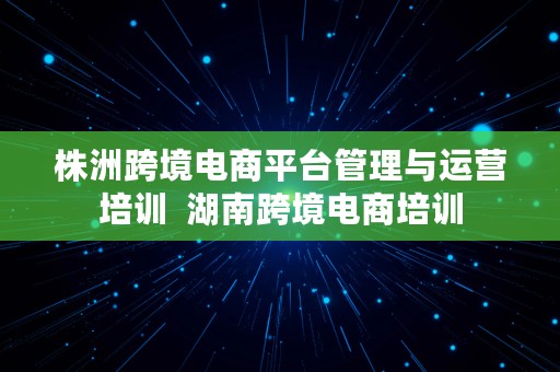 株洲跨境电商平台管理与运营培训  湖南跨境电商培训