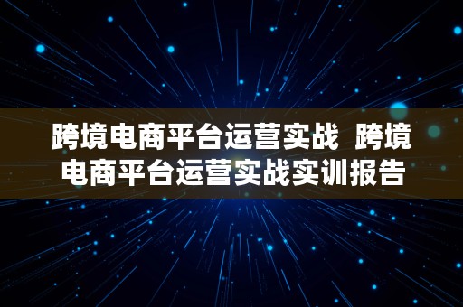 跨境电商平台运营实战  跨境电商平台运营实战实训报告