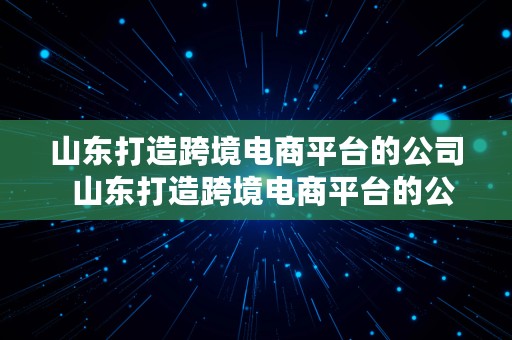 山东打造跨境电商平台的公司  山东打造跨境电商平台的公司有哪些