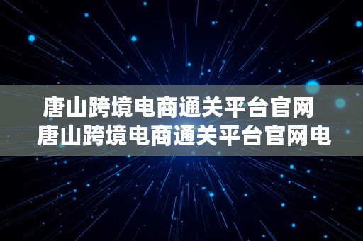 唐山跨境电商通关平台官网  唐山跨境电商通关平台官网电话