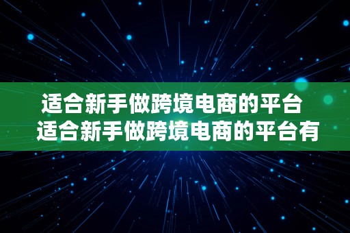 适合新手做跨境电商的平台  适合新手做跨境电商的平台有哪些