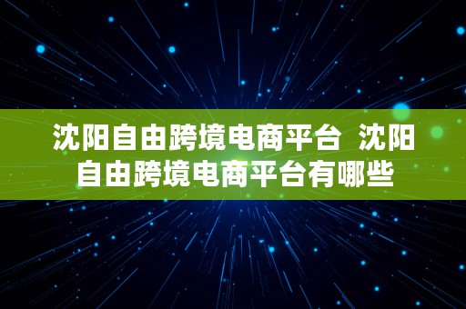 沈阳自由跨境电商平台  沈阳自由跨境电商平台有哪些