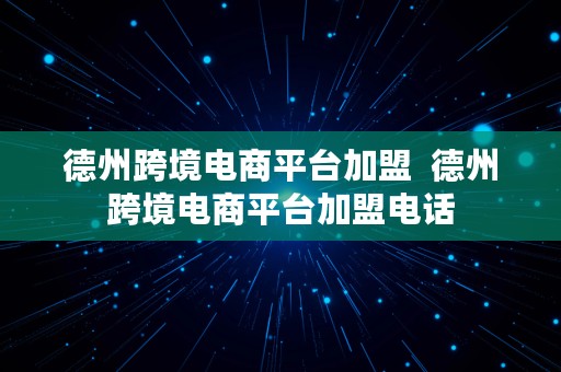 德州跨境电商平台加盟  德州跨境电商平台加盟电话