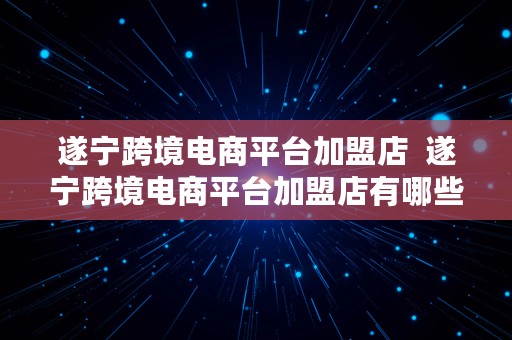 遂宁跨境电商平台加盟店  遂宁跨境电商平台加盟店有哪些