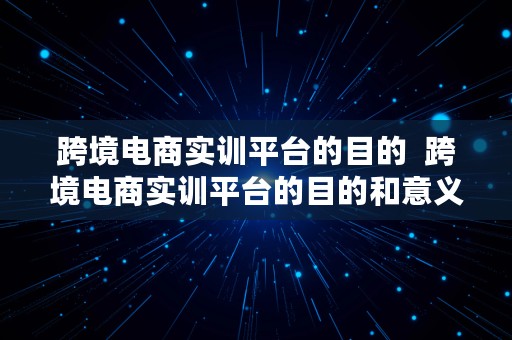 跨境电商实训平台的目的  跨境电商实训平台的目的和意义