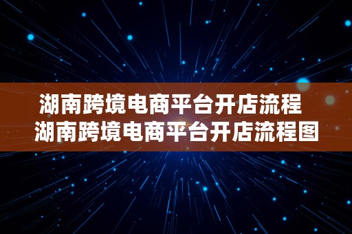 湖南跨境电商平台开店流程  湖南跨境电商平台开店流程图