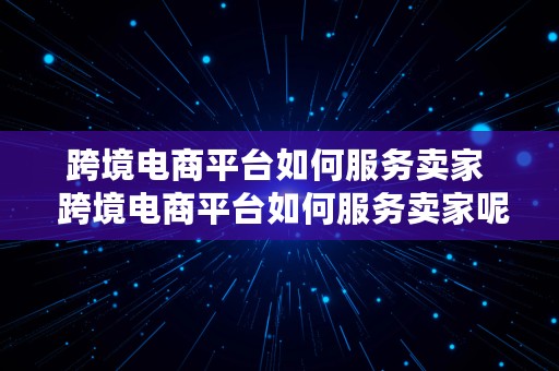 跨境电商平台如何服务卖家  跨境电商平台如何服务卖家呢