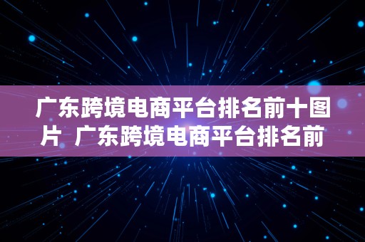 广东跨境电商平台排名前十图片  广东跨境电商平台排名前十图片及名称