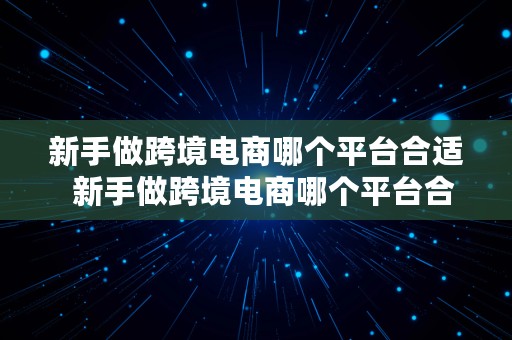 新手做跨境电商哪个平台合适  新手做跨境电商哪个平台合适呢