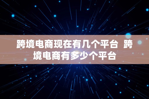 跨境电商现在有几个平台  跨境电商有多少个平台