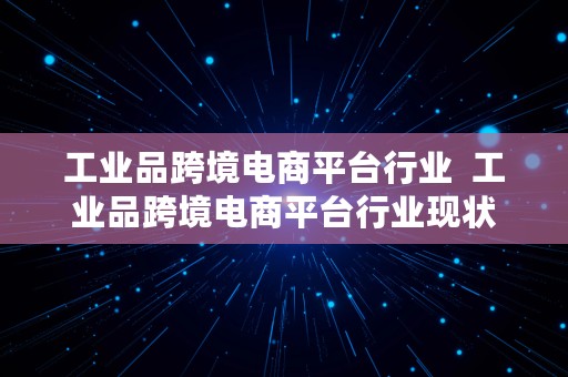 工业品跨境电商平台行业  工业品跨境电商平台行业现状