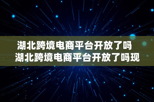 湖北跨境电商平台开放了吗  湖北跨境电商平台开放了吗现在