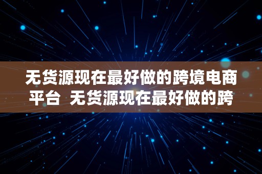 无货源现在最好做的跨境电商平台  无货源现在最好做的跨境电商平台是