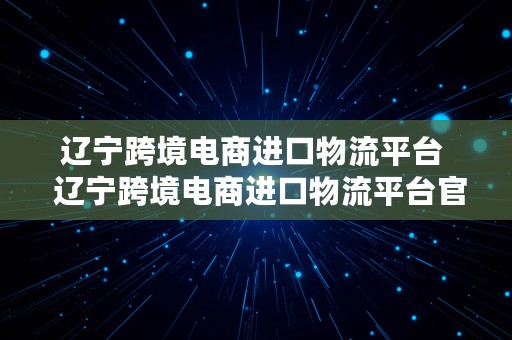 辽宁跨境电商进口物流平台  辽宁跨境电商进口物流平台官网